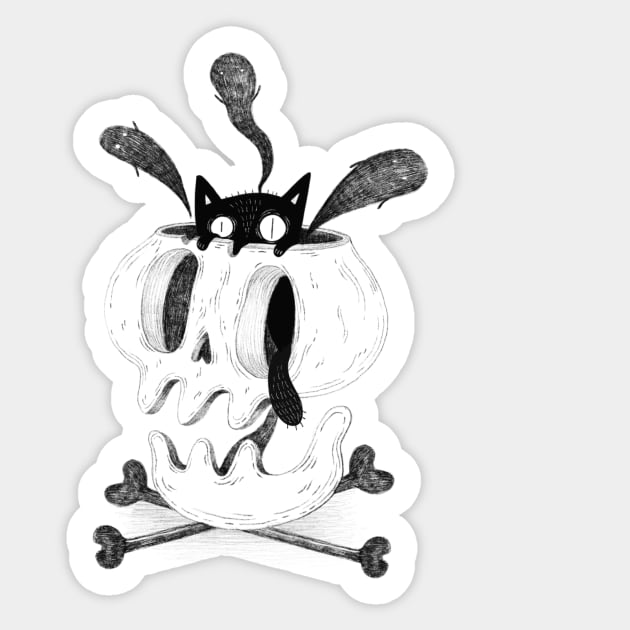 Cat Skull Sticker by Gummy Illustrations